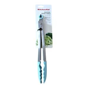 NEW KitchenAid Silicone Tipped Stainless Steel Tongs in Mineral Water 10.26"